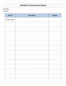 day event schedule template