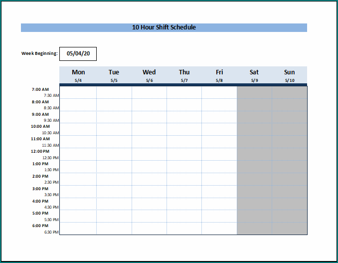 》Free Printable 10 Hour Shift Schedule Template Bogiolo