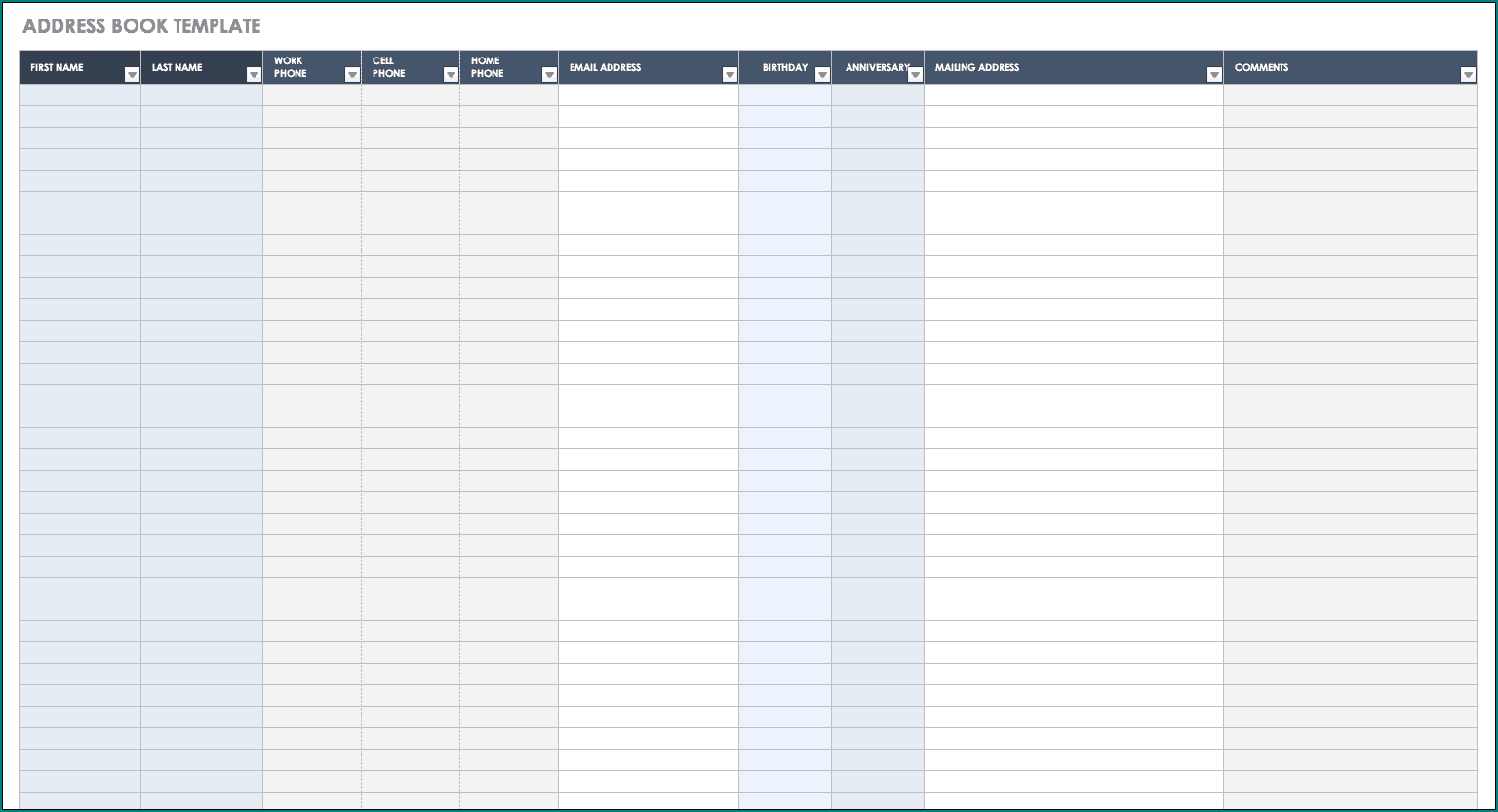 Address List Template Sample