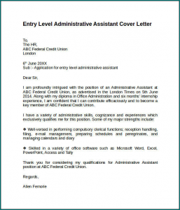 Administrative Assistant Cover Letter Template Example