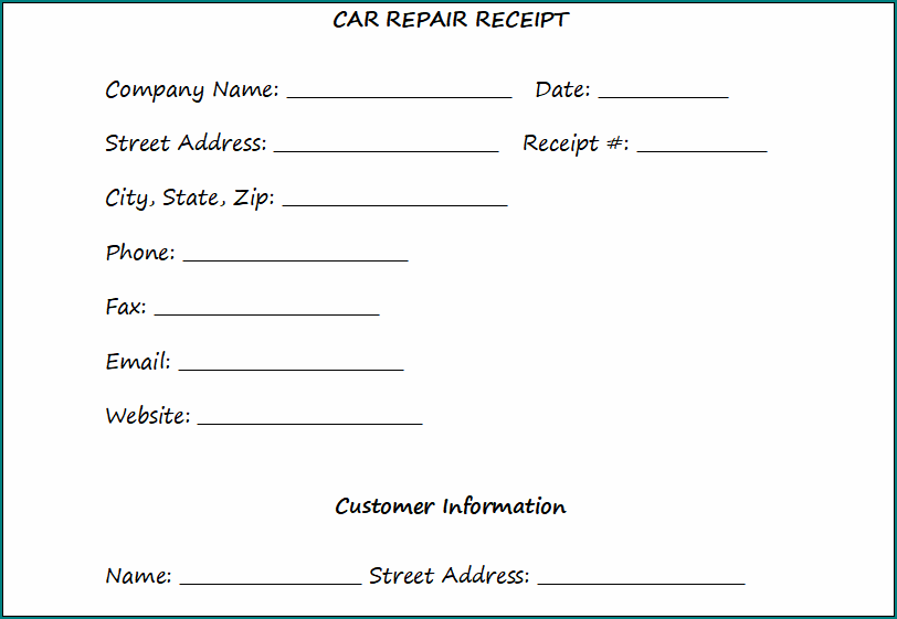 Auto Repair Receipt Template