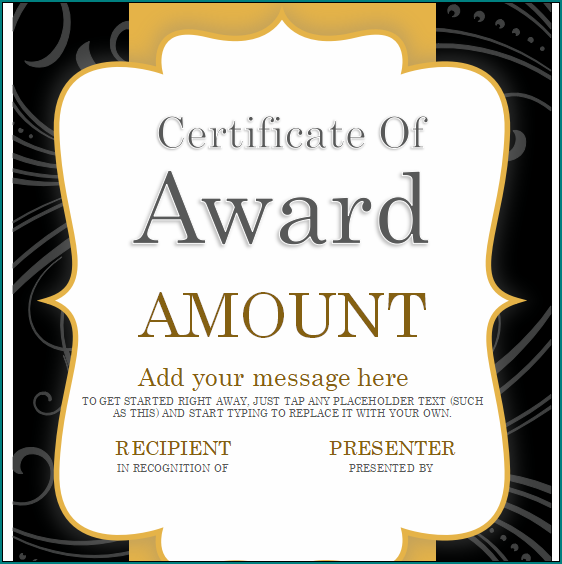 Award Certificate Template Word
