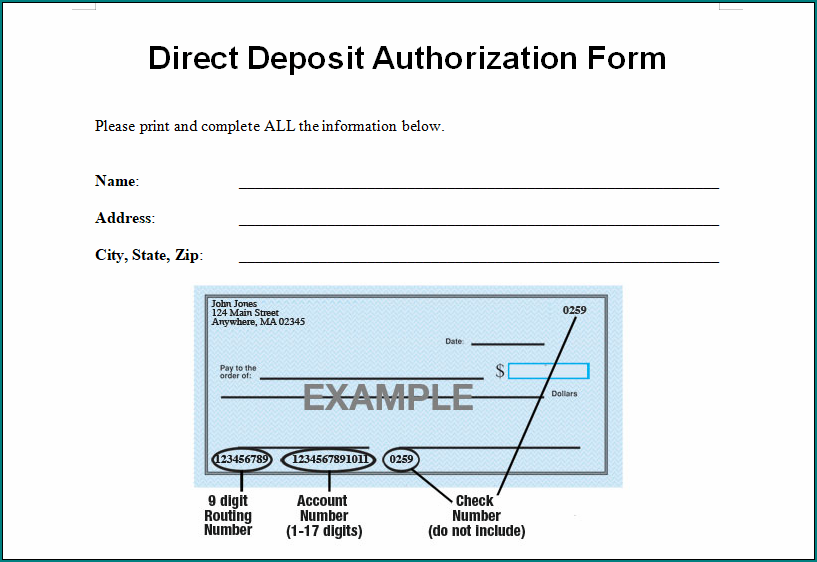 Bank Letter For Direct Deposit