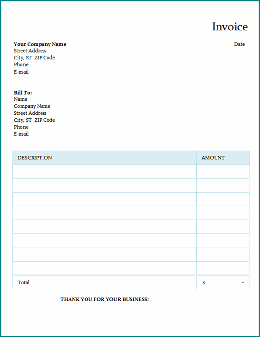 Basic Invoice Template Example