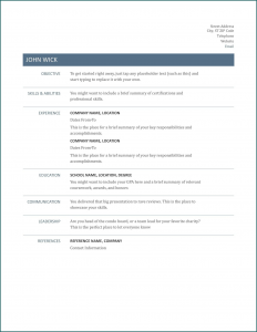 Basic Resume Template Sample