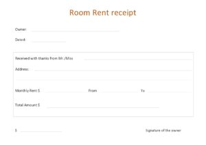 Blank House Rent Receipt Template