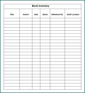 Book Inventory List Template Sample