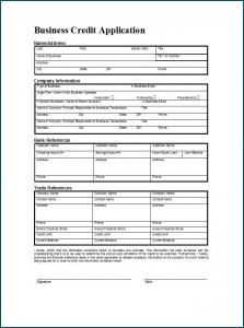 Business Credit Application Form Example