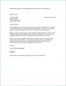 Business Letter Layout Sample