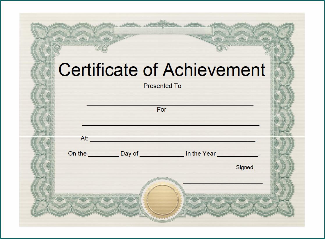 Certificate Of Accomplishment Template