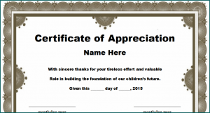 Certificate Of Appreciation Template