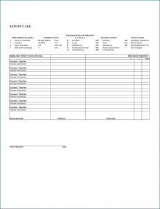 College Report Card Template Example