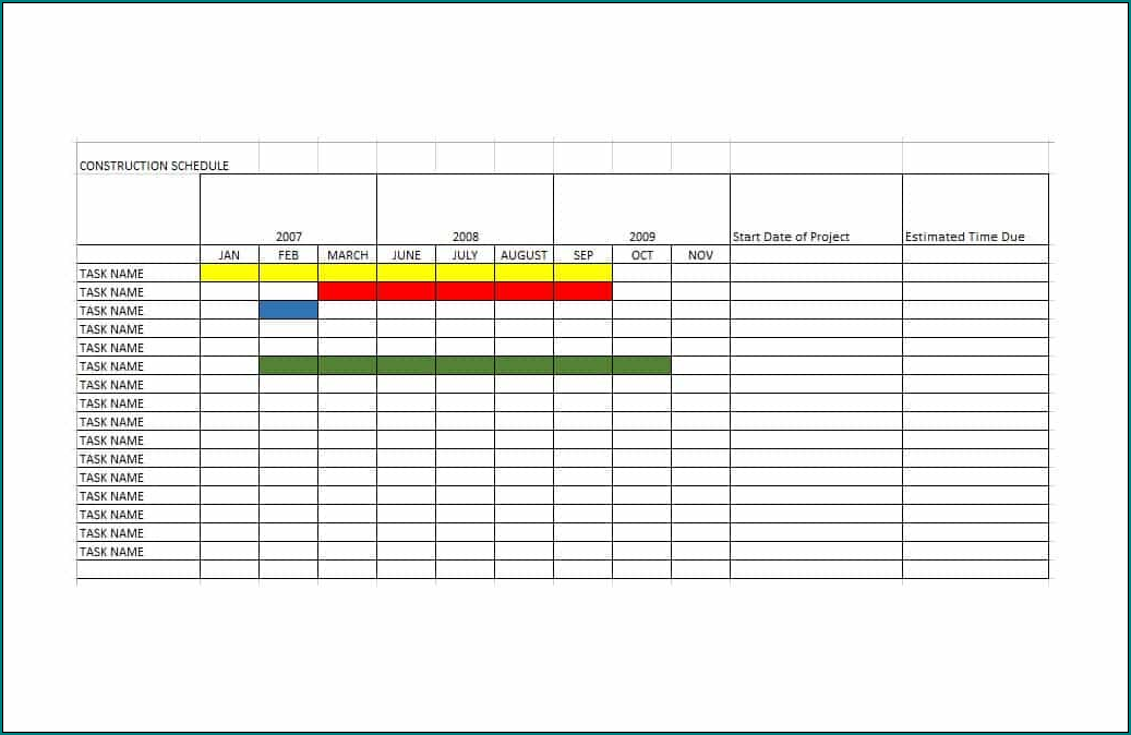 Construction Schedule Template Sample