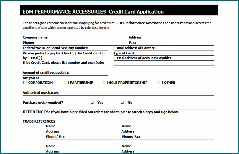 Credit Card Application Form