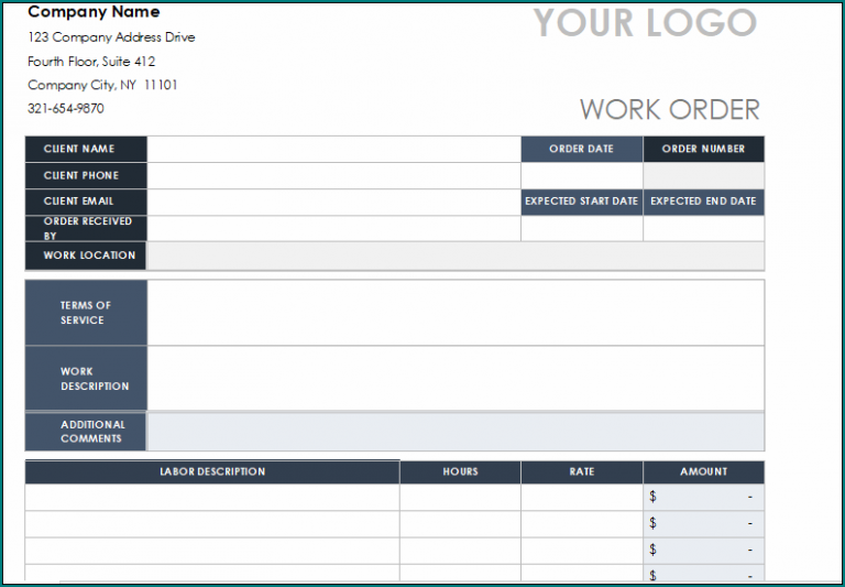 》Free Printable Custom Work Order Form