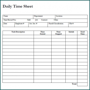 Daily Timesheet Template Example