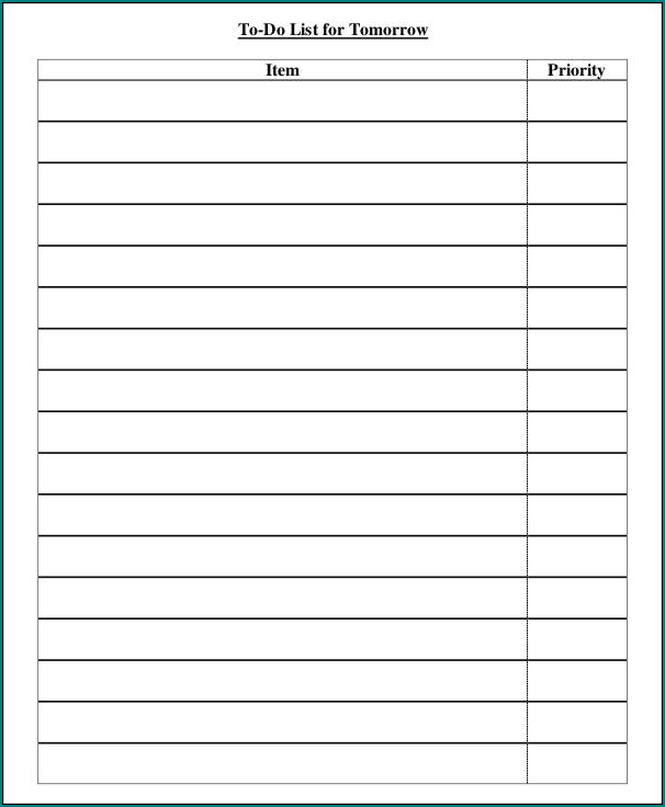 Daily To Do List Template Example