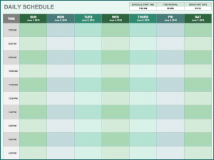 Day Schedule Template Sample