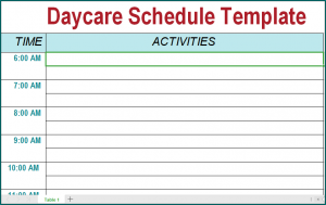 》Free Printable Daycare Schedule Template
