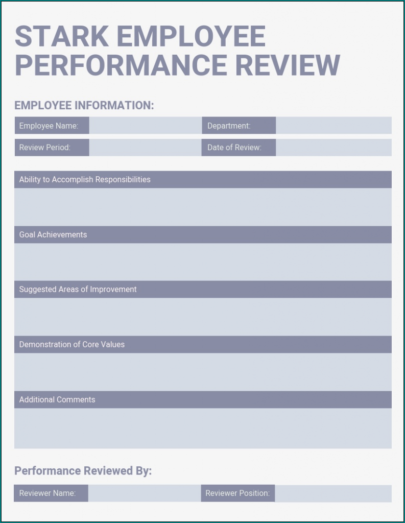 》Free Printable Employee Performance Review Template
