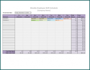 Employee Schedule Template Excel Example