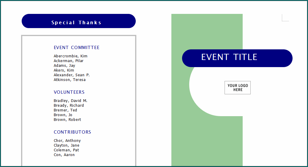 Free Printable Event Program Template Word Free Printable Event Program Template Word