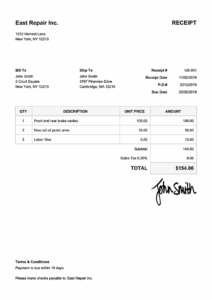 Example Payment Receipt Template