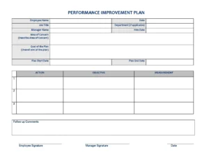 Example Performance Improvement Plan Template