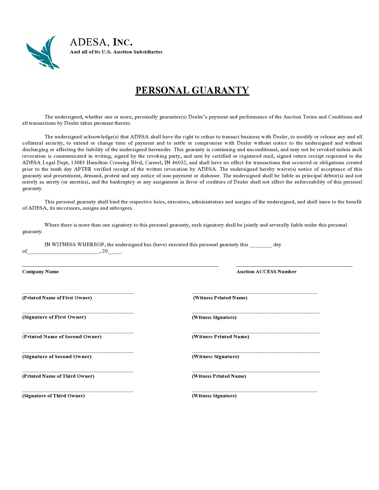 Example Personal Guarantee Template Example Personal Guarantee Template
