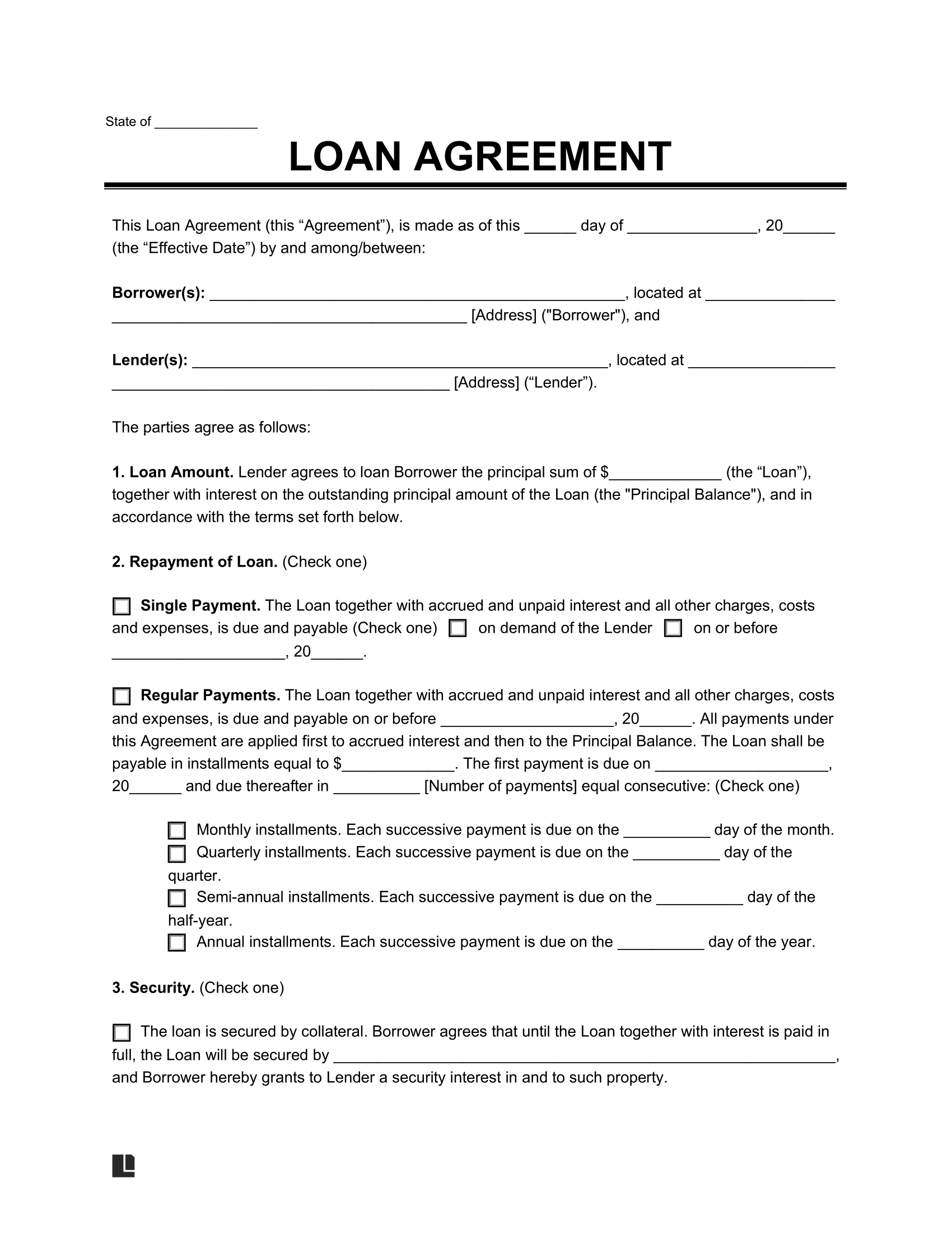 Example Personal Loan Agreement Template Example Personal Loan Agreement Template