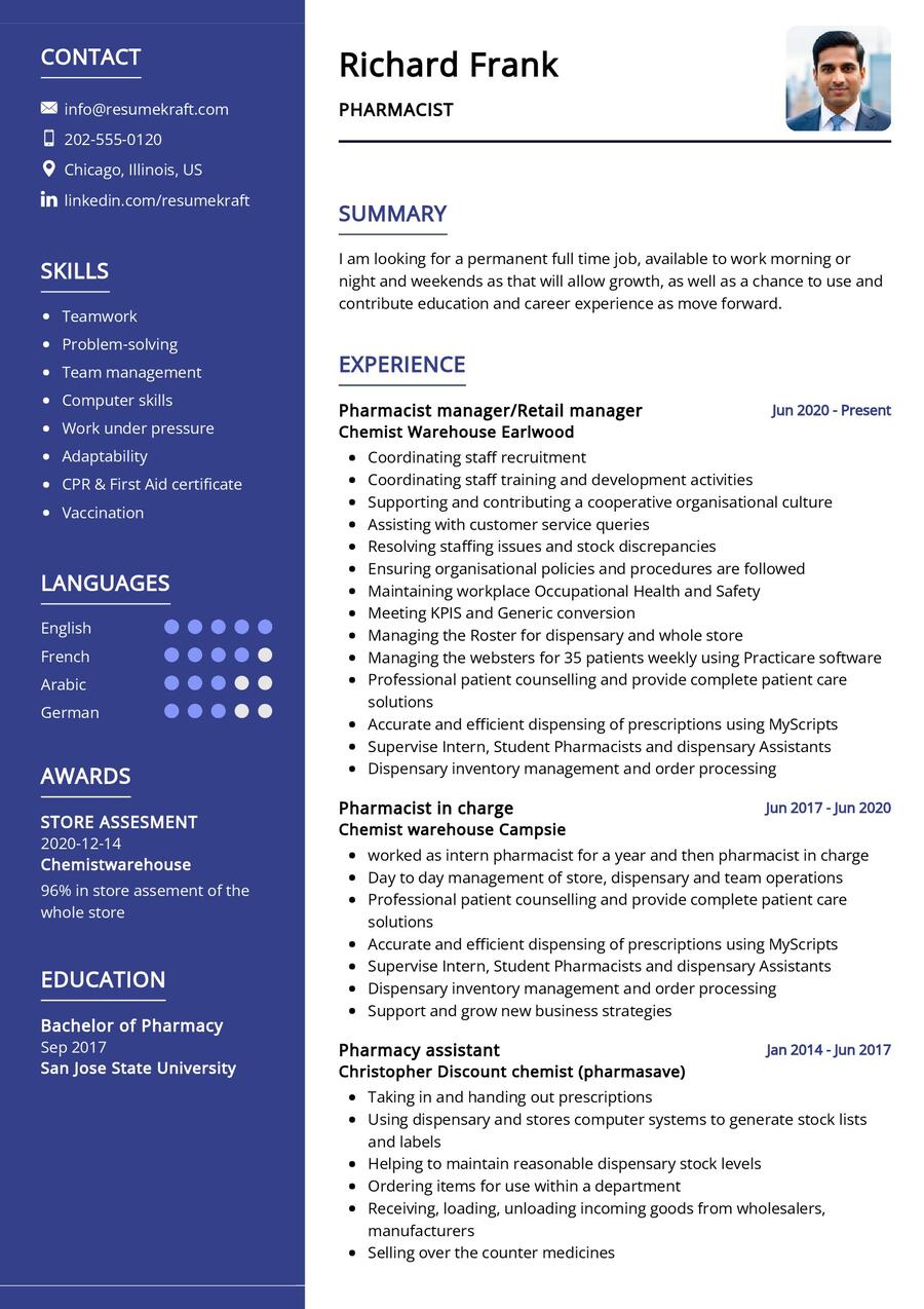 Example Pharmacist Resume Template Example Pharmacist Resume Template