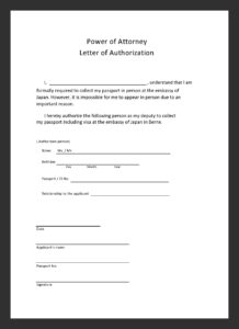 Example Power of Attorney Letter Template