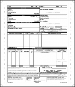 Example of Bill Of Lading Form Bogiolo