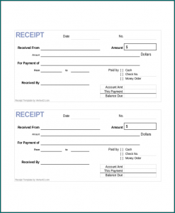 Example of Blank Receipt Template