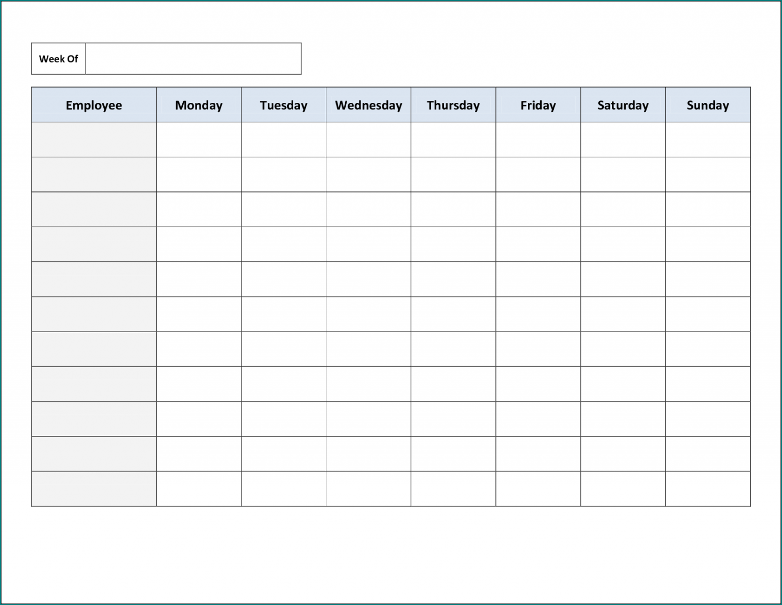 free printable blank schedule template