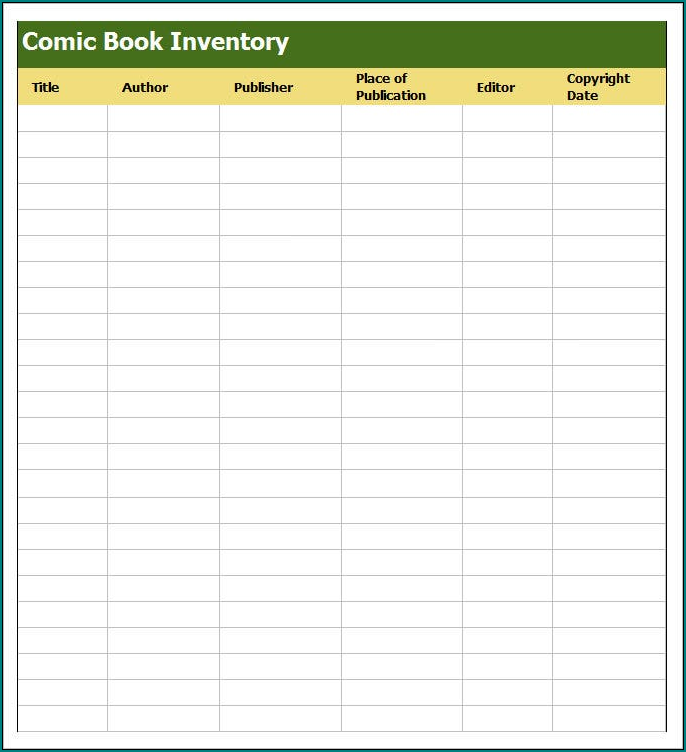 Example of Book Inventory List Template
