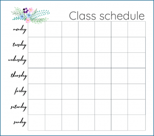 Example of Class Schedule Template