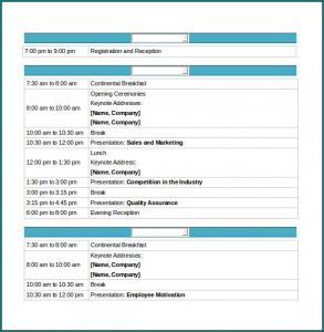 Example of Conference Schedule Template