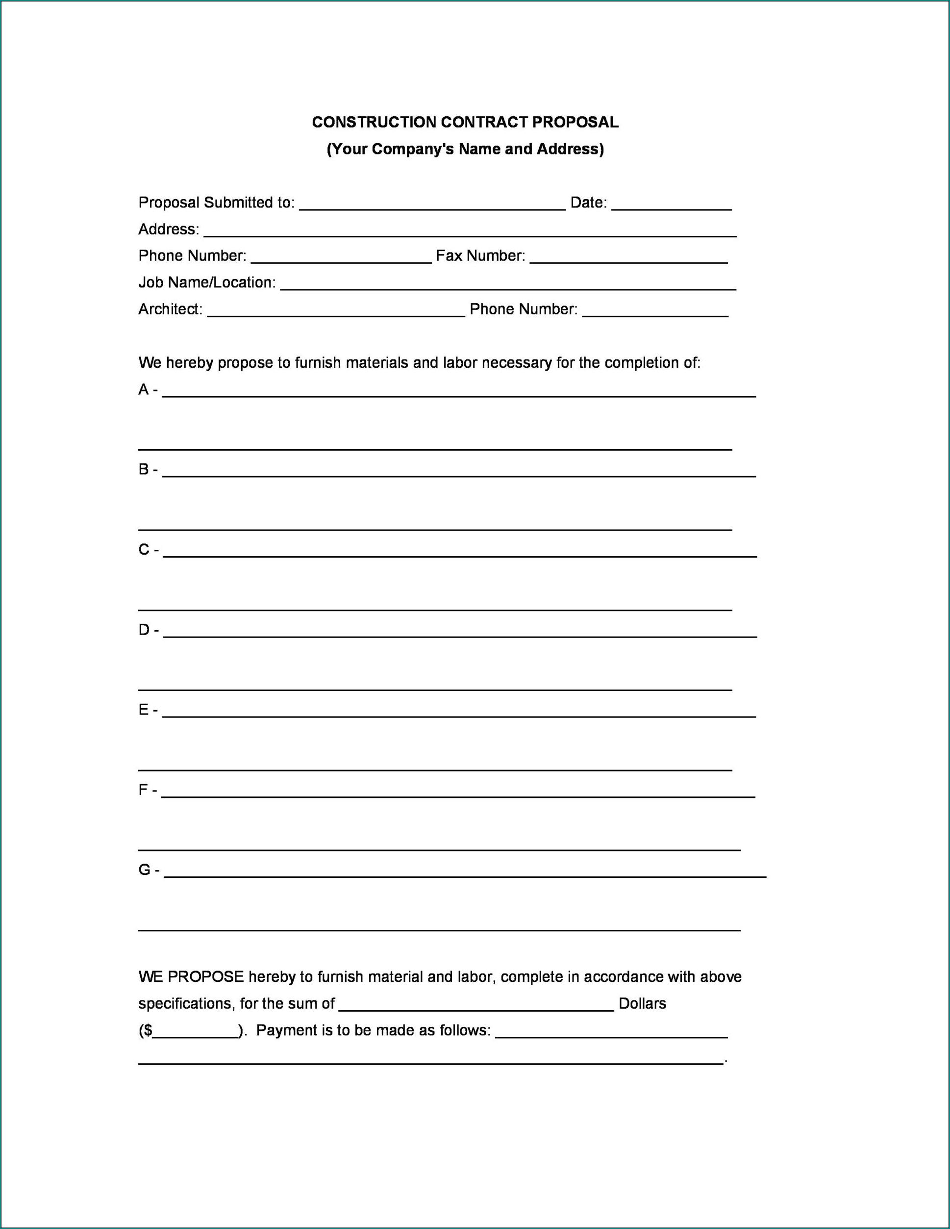 Example of Contractor Bid Template