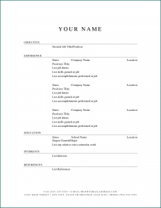 Example of Easy Resume Template