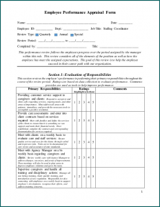 Example of Employee Apraisal Form