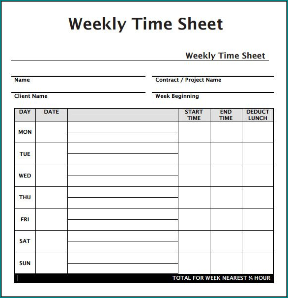 Example of Employee Timesheet Template