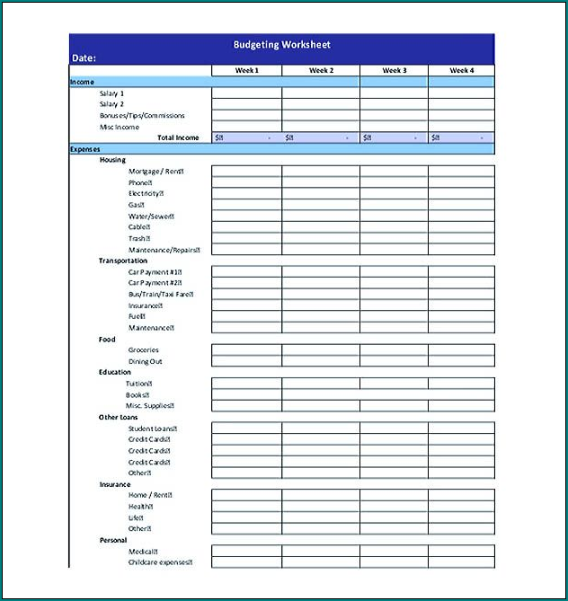 Example of Financial Budget Template