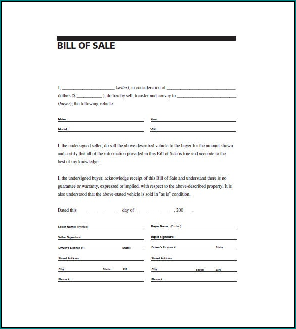 Example of General Bill Of Sale Template
