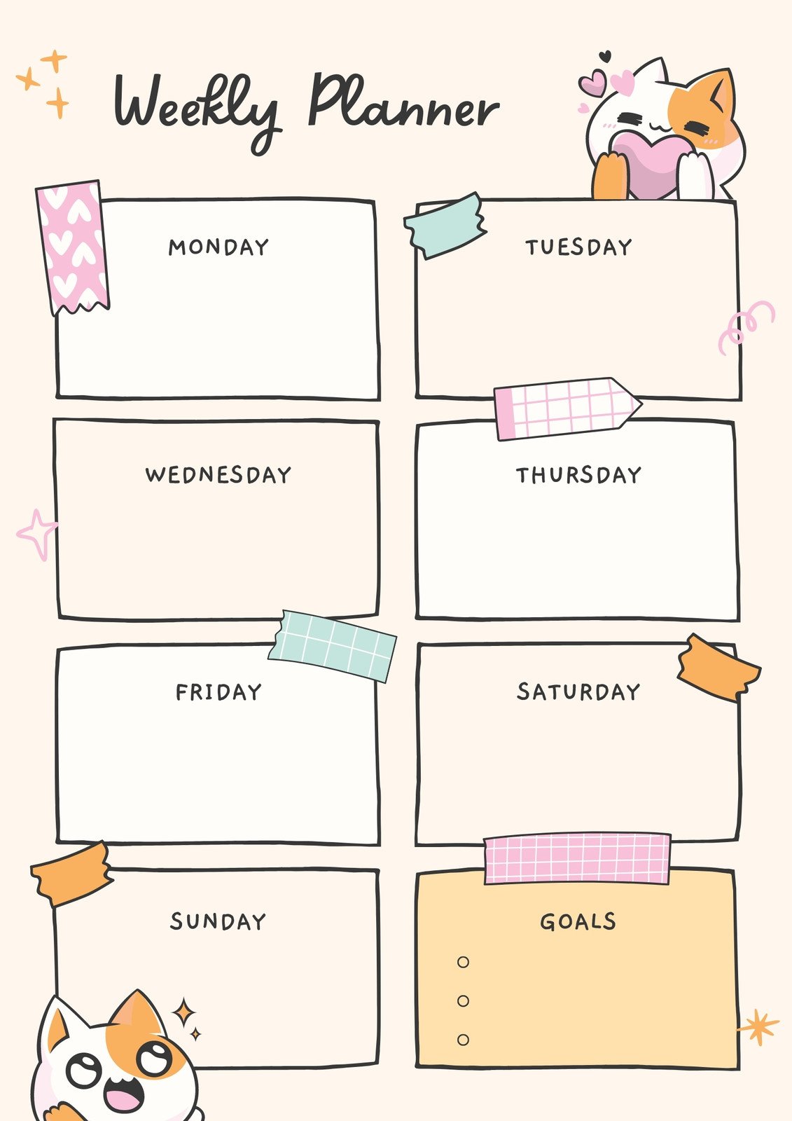 Example of Girly Cute Homework Planner Template