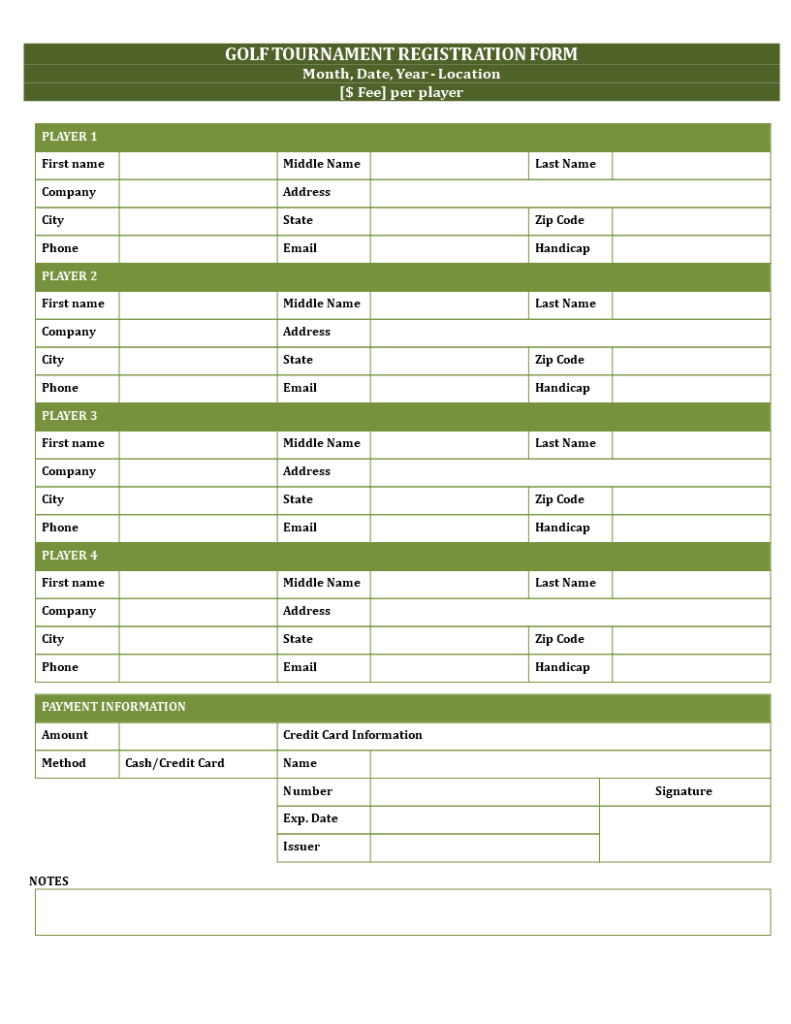 》Golf Tournament Planning Template