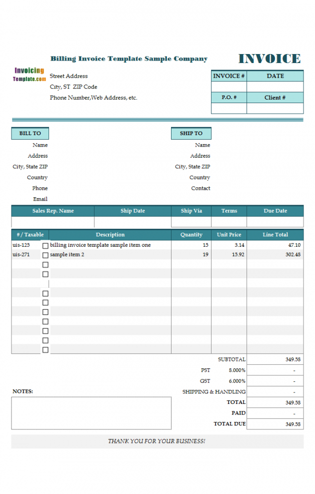 Example of Itemized Invoice Template Example of Itemized Invoice Template