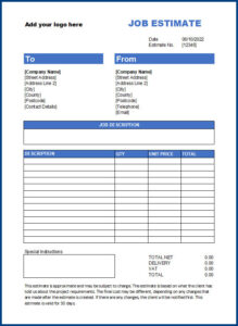 Example of Job Estimate Template