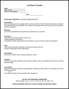 Example of Lab Report Template