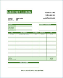 Example of Landscape Estimate Template